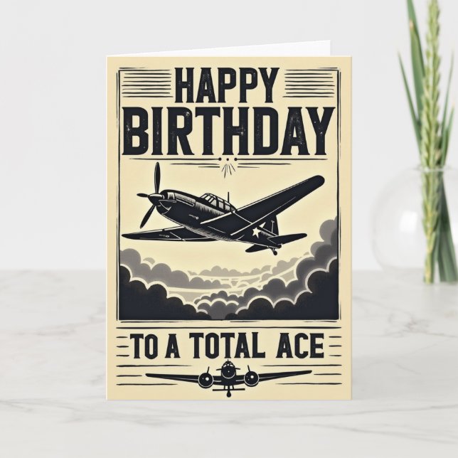 Aces Birthday Plane Card (Front)