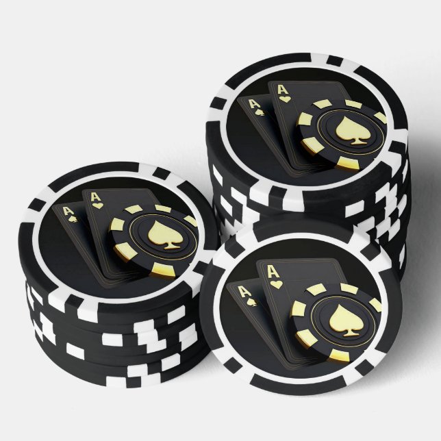 “Aces” Black Poker Chips (Stack)