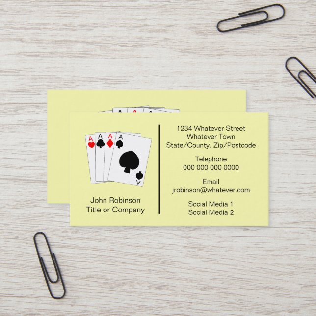 Aces Design Casino Business Card (Front/Back In Situ)