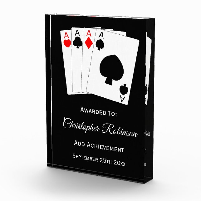 Aces Design Personalised Poker Acrylic Award (Right)