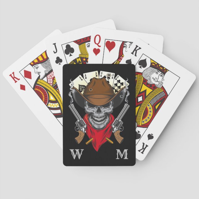 Aces N Eights Dead Man's Hand Cowboy Monogram Poker Cards (Back)