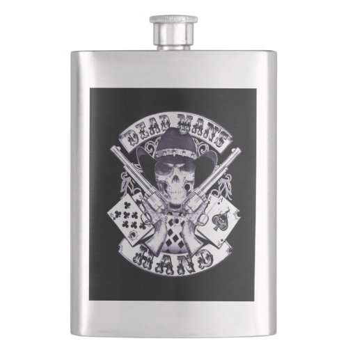 Aces N Eights Dead Mans Hand Cowboy Skull Flask