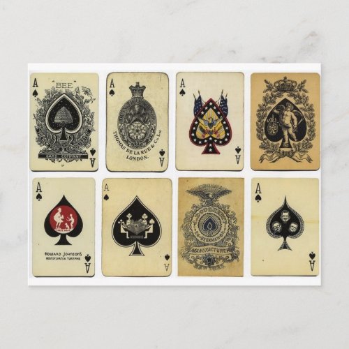 aces of spades vintage postcard