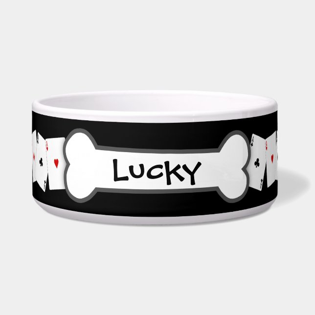 "Aces" Personalized Dog Bowl (Front)