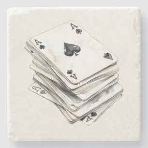 Aces Playing Cards Stone Coaster