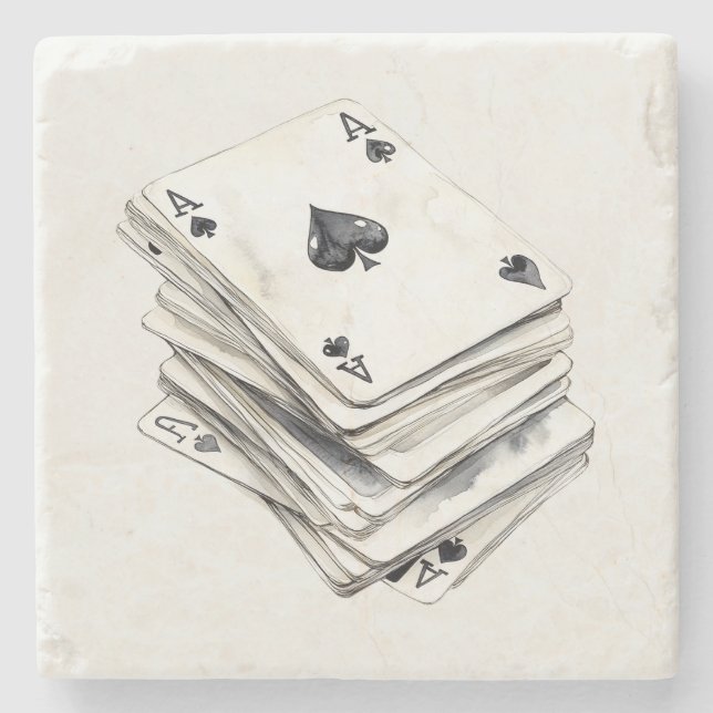 Aces Playing Cards Stone Coaster (Front)