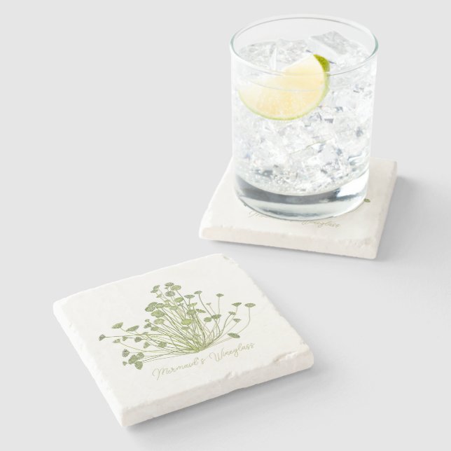 Acetabularia Seaweed Stone Coaster (Side)