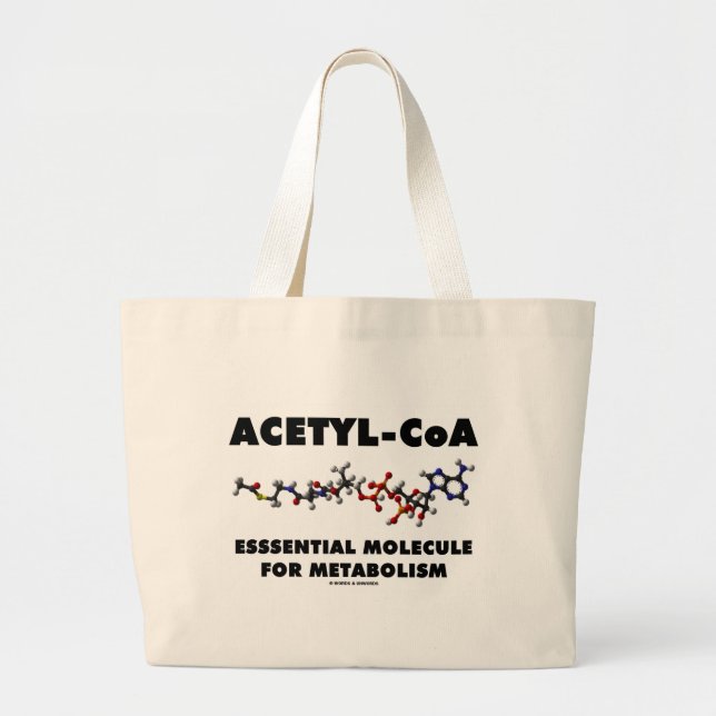 Acetyl-CoA Essential Molecule For Metabolism Large Tote Bag (Front)