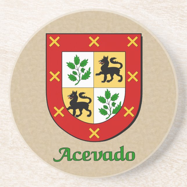Acevado Family Shield Sandstone Coaster (Front)