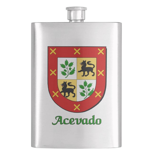 Acevado Heraldic Shield Hip Flask (Front)