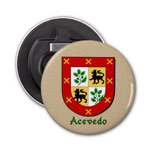 Acevedo Heraldic Arms on Parchment Style Back Bottle Opener