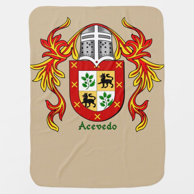 Acevedo Heraldic Shield and Mantling Swaddle Blanket (Front)