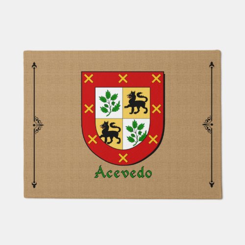 Acevedo Historical Shield on Burlap Background Doormat
