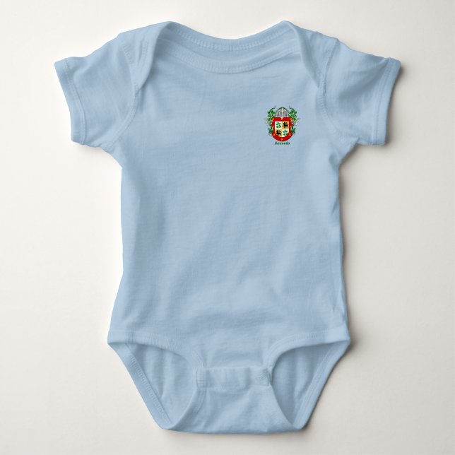 Acevedo Historical Shield with Helm and Mantle Baby Bodysuit (Front)