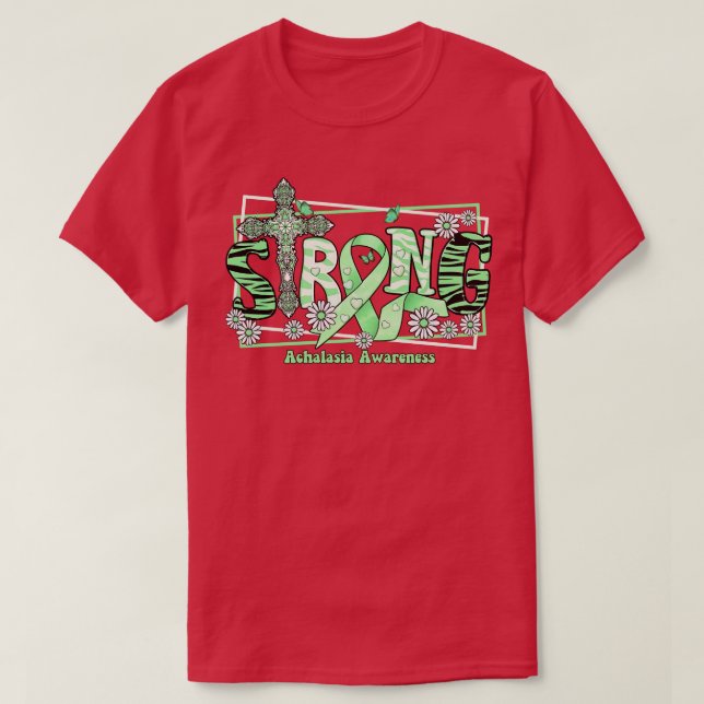Achalasia Awareness cross ribbon Strong hope love T-Shirt (Design Front)