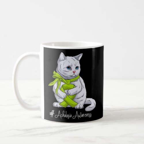 Achalasia Awareness Month Lime Green Ribbon Cat  Coffee Mug