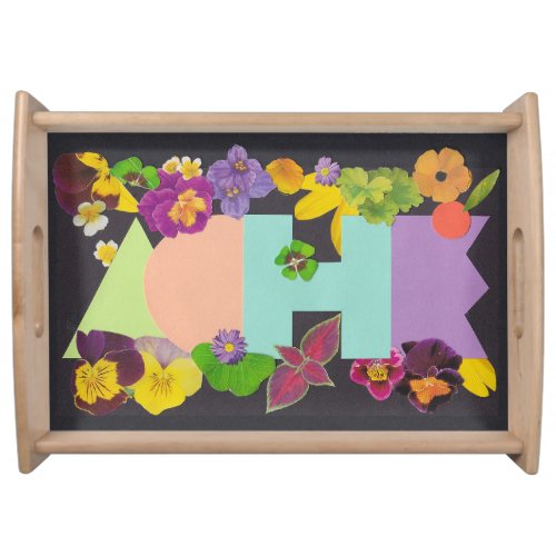 Ach Floral Letters Paper Collage serving tray