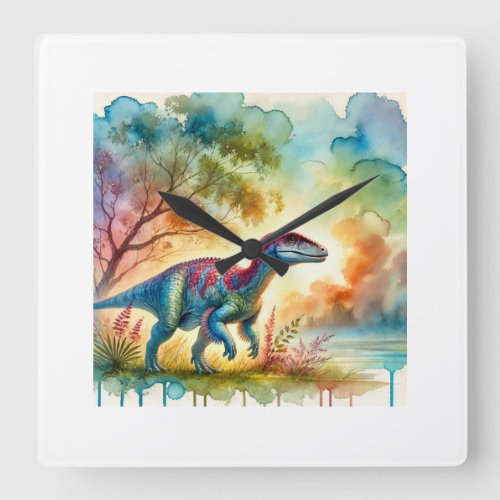 Achelousaurus 290624AREF117 _ Watercolor Square Wall Clock