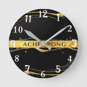 Achempong: Auric Cascade   Liquid Gold Opulence Round Clock
