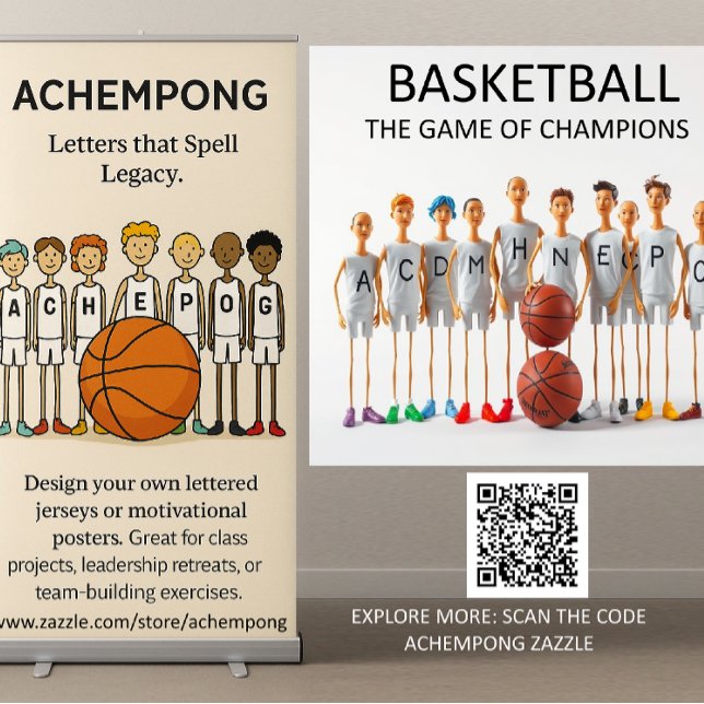 Achempong BB Basketball Merch Designs 4 Champions Retractable Banner (ACHEMPONG: Every Letter Counts. Every Player Matters. Together, We Create Legacy.)