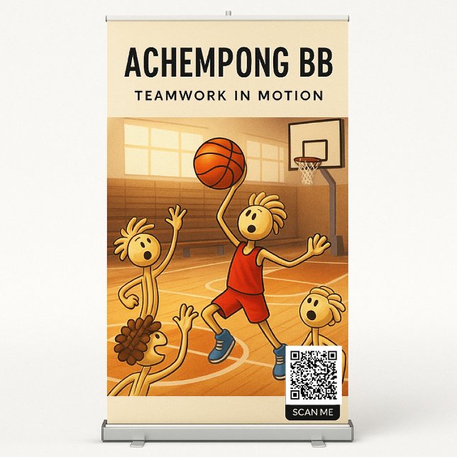 Achempong BB — Teamwork in Motion Basketball Game  Retractable Banner (Team up with quirky stick figures & shoot your shot in style—Achempong BB brings the game to life!)