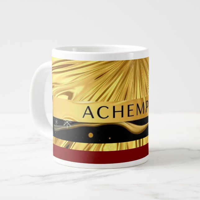 Achempong Designer Drinkware: Crimson & Gold Opule Giant Coffee Mug (Front Left)