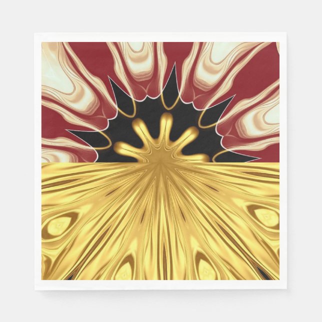Achempong Designer Linen: Crimson & Gold Opulent S Napkins (Front)