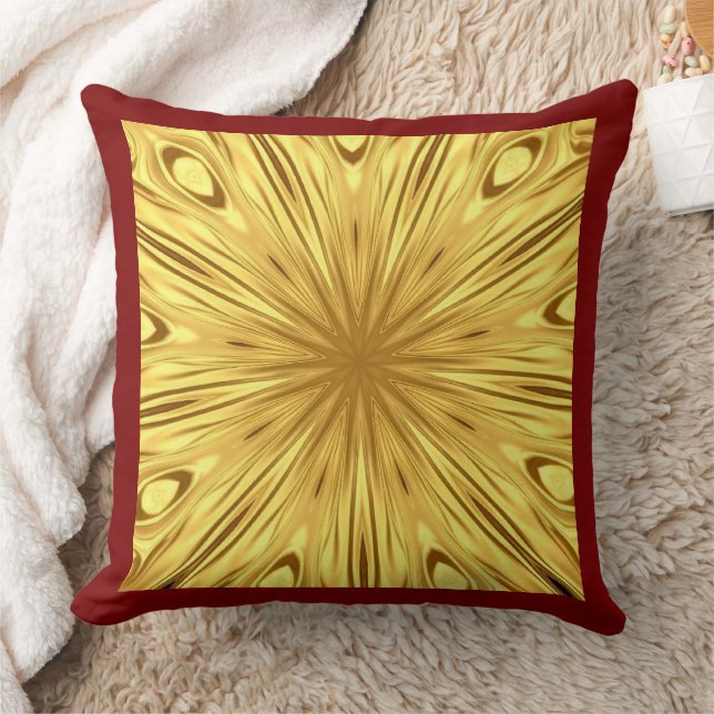 Achempong Designer Pillow: Crimson & Gold Opulent  Throw Pillow (Blanket)