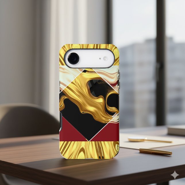 Achempong Designer Tough Case: Crimson & Gold Opul Case-Mate iPhone Case (Opulence meets durability. ✨ Crimson & Gold tough case for your iPhone 17Air. Golden Living tech sty)
