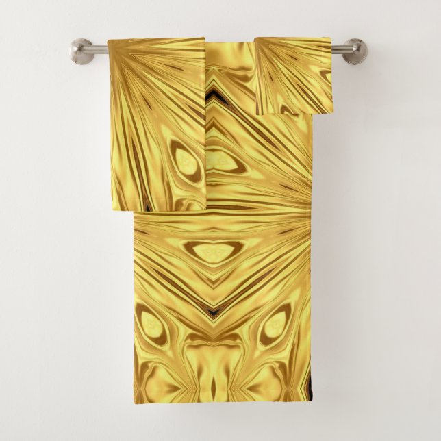 Achempong: Gilded Zenith Opulent Swirl Crimson Gol Bath Towel Set (Insitu)