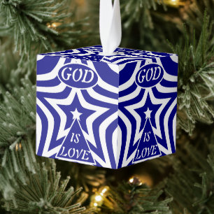 Achempong God Is Love Star Navy Blue Elegant Faith Cube Ornament