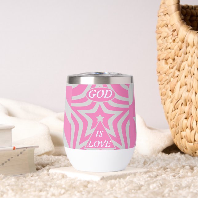 Achempong God Is Love Star Pastel Pink Stemless  Thermal Wine Tumbler (Living Room (Rotated))