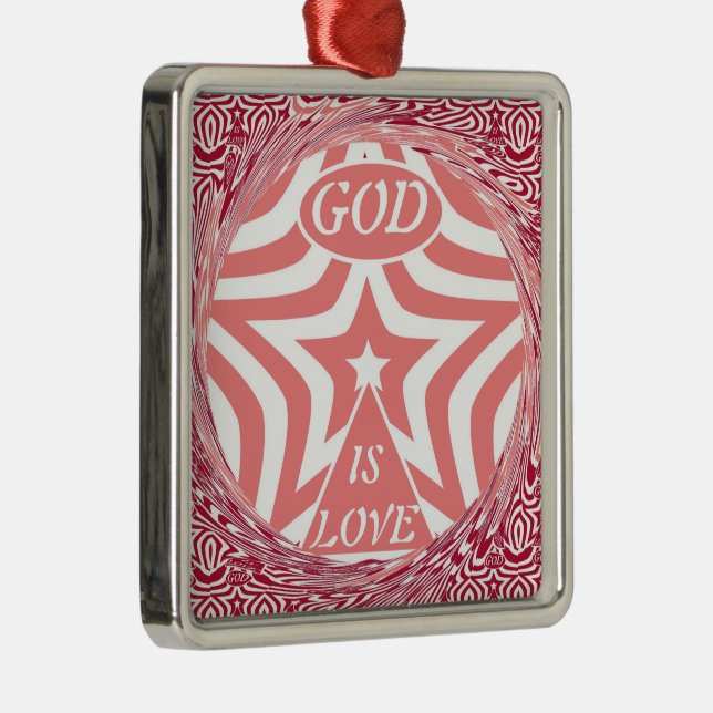 Achempong God Is Love Star Red Swirl Premium  Metal Ornament (Right)