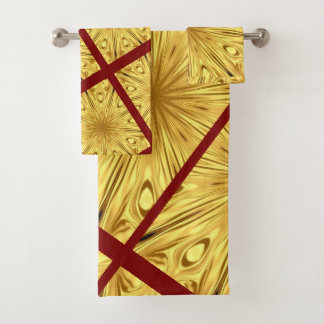 Achempong: Gold Luxry | Gilded Zenith Crimson Swir Bath Towel Set