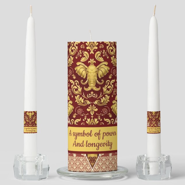 Achempong: Mara Trumpeting Glory | Crimson & Gold  Unity Candle Set (Front)