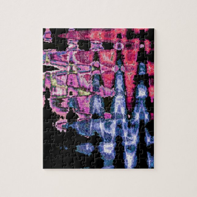 Achempong Modern Synthwave: Pink Blue Abstract Jigsaw Puzzle (Vertical)