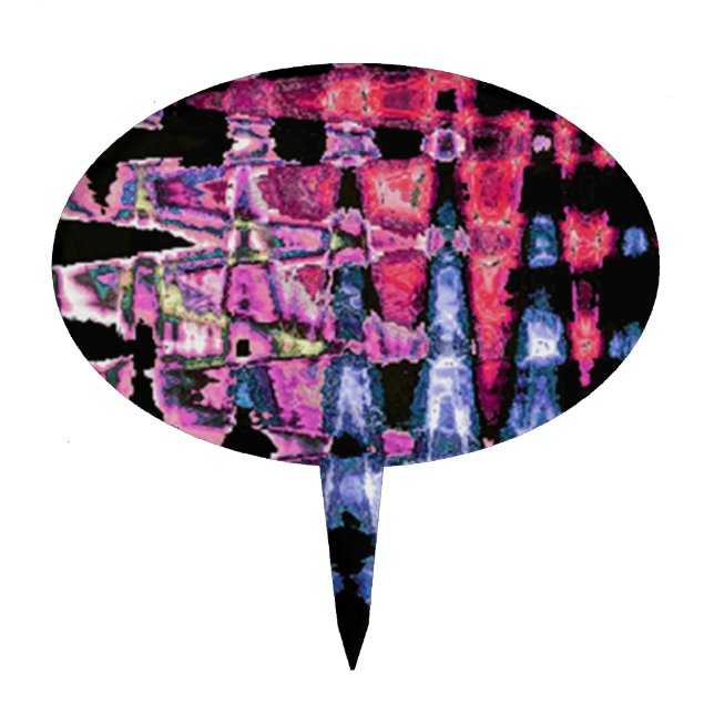 Achempong Modern Synthwave: Pink Blue Abstract Uni Cake Topper (Front)