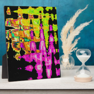Achempong Neon Crimson: Abstract Glitch Art  Desig Plaque