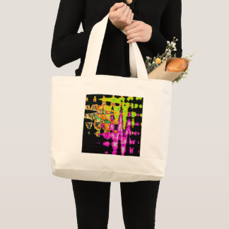 Achempong Neon Crimson: Abstract Glitch Art Large Tote Bag