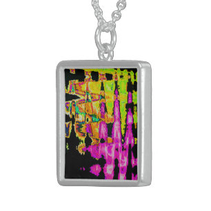 Achempong Neon Crimson: Abstract Glitch Art Sterling Silver Necklace