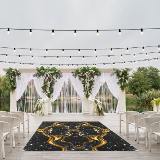 Achempong Opulent Gold Black Monochrome Patio Deco Outdoor Rug