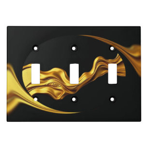 Achempong Opulent Swirl Full Liquid Gold Black Mo Light Switch Cover