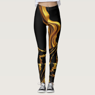 Achempong Opulent Swirl Liquid Gold Black Design Leggings