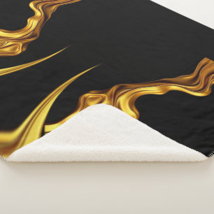 Achempong Opulent Swirl  Liquid Luxury Gold Black Sherpa Blanket