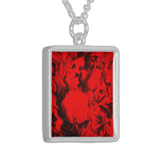 Achempong Pop Musician Portraits: Vibrant Red   Sterling Silver Necklace