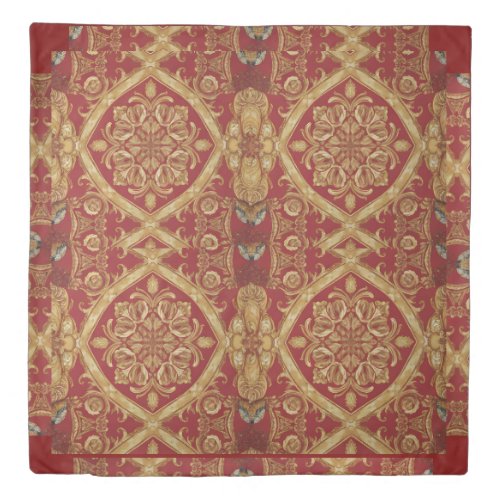 Achempong Signature: Golden Red Ornate Statement D Duvet Cover