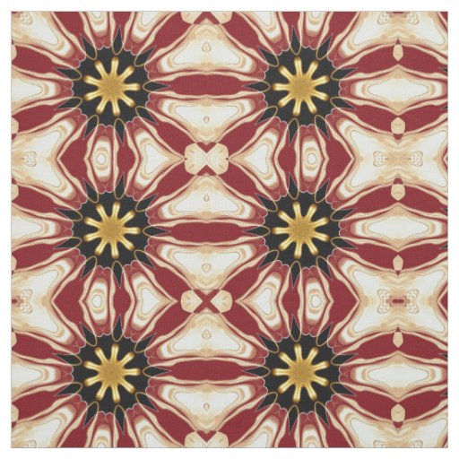 Achempong: Starburst | Deep Crimson & Gold Luxury  Fabric