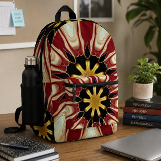 Achempong: Starburst | Deep Crimson & Gold Luxury Printed Backpack