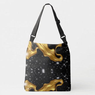 Achempong: The Gilded Cosmos | Monochrome Abstract Crossbody Bag