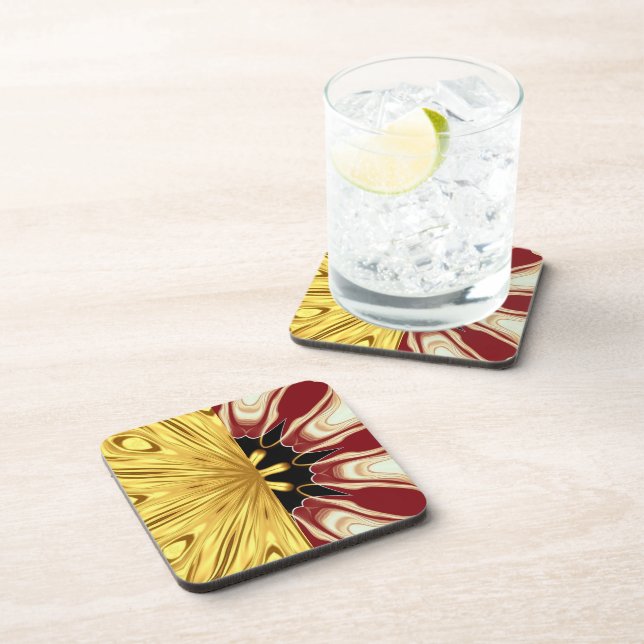 Achempong: The Gilded Zenith Opulent Swirl Crimson Beverage Coaster (Right Side)